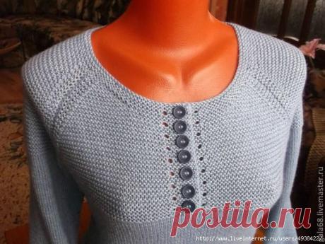 Обработка горловины при вязании платочной вязкой. Мастер-класс.