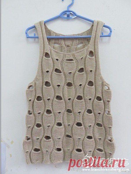 ЖИЛЕТ ФАНТАЗИЙНЫМ УЗОРОМ спицами.