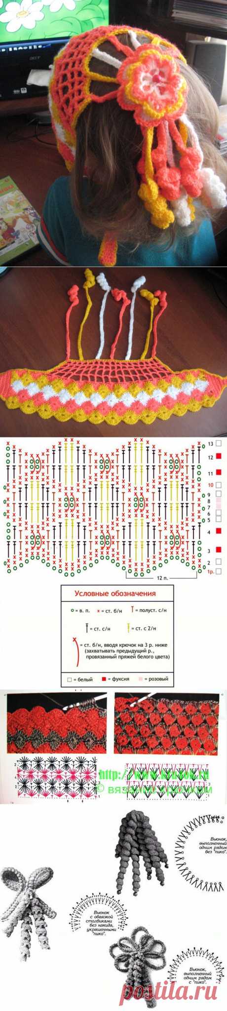 Шапочка-повязка для девочки - вязание крючком на kru4ok.ru