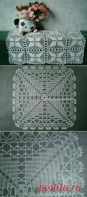 Квадратные салфетки крючком, схемыТворчество и воображение