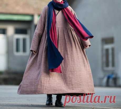 Winter maxi dress Women plus velvet Dresses Loose Fitting | Etsy