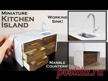 DIY Miniature - Kitchen Island (working sink!)