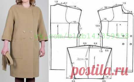 Двубортное пальто прямого силуэта, со спущенными плечами, без воротника - моделирование по базовой выкройке.
#простыевыкройки #простыевещи #шитье #пальто #выкройка #моделирование