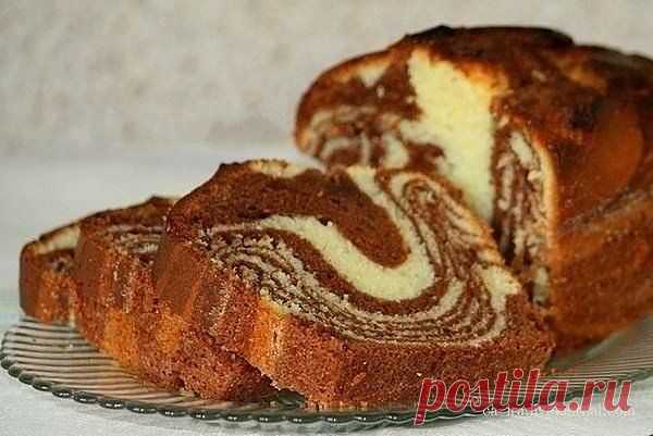 Мраморный кекс на сгущенке .