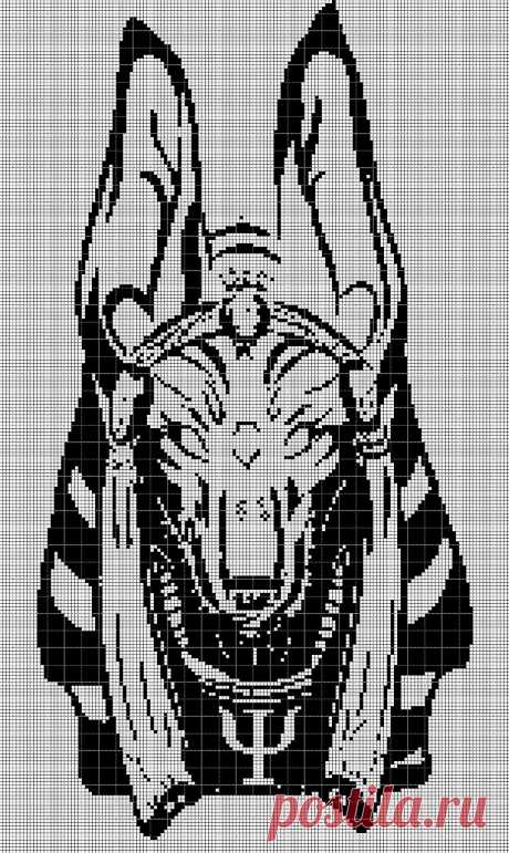 Схема вышивки крестом силуэт головы Анубиса в pdf