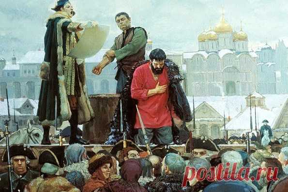 Казнь Емельяна Пугачева прошла в Москве на Болотной площади в 1775 году. Это кровавое действо собрало огромное число зевак. Среди простого люда было много дворян, против которых восставали бунтовщики. На глазах толпы Пугачева должны были четвертовать.