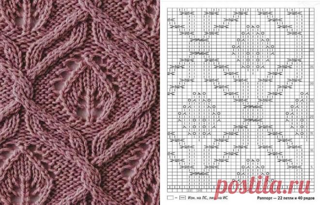 Растительные узоры спицами со схемами для вашей копилочки: 18 интересных вариантов | Вяжем вместе! | Дзен