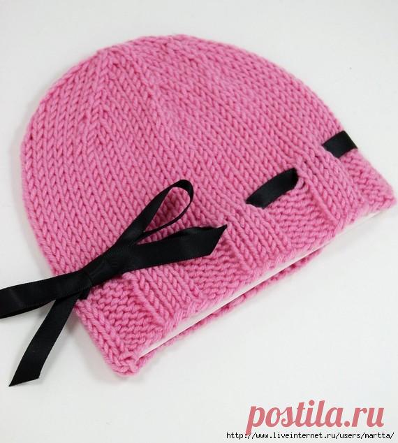 КЛАССИЧЕСКАЯ ШАПКА, СВЯЗАННАЯ ВКРУГОВУЮ СПИЦАМИ С МАКУШКИ