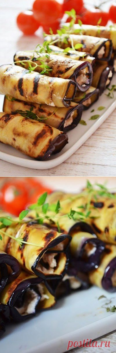 Баклажановые рулетики-гриль с сырно-ореховой начинкой