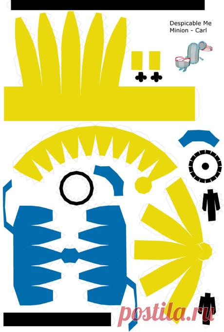 Despicable Me - Minion Carl This is a printable pattern for my Despicable Me Minion Carl model. I made it for fun and to share because I like the movie. You'll have to make the mouth expression and do the hair yourself. Made ...
