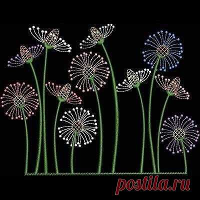 ​Нежная вышивка на темном фоне
