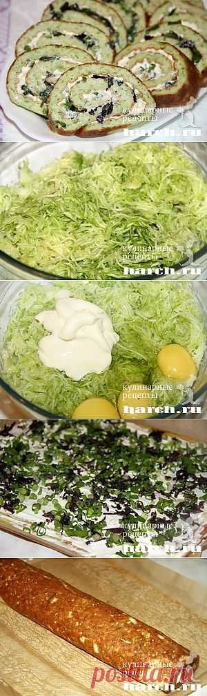 Нежный кабачковый рулет с начинкой..