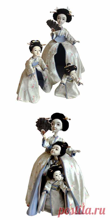 Композиция из 3 кукол &quot;Шаги времени&quot; - магазин Лавка Рукодельников