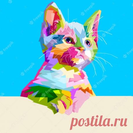 Кошка с милой красочной | Премиум векторы Скачай это Премиум вектор на тему Кошка с милой красочной и открой для себя более 21 миллионов профессиональных графических ресурсов на Freepik. #freepik #вектор #Фон #Афиша #Обложка