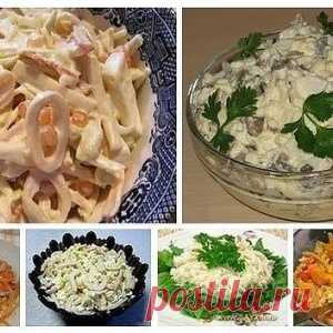 6 простых и вкусных салатов с кальмарами!