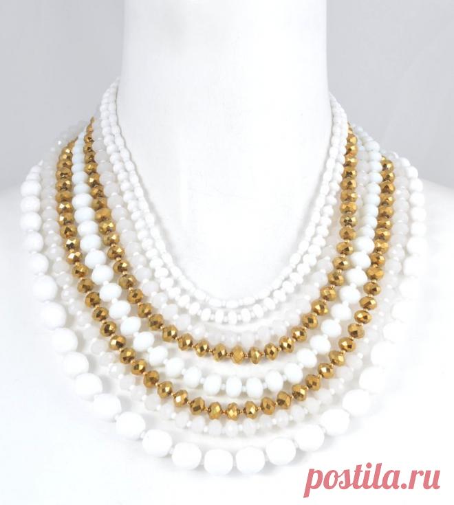 Jose & Maria Barrera -ожерелье из восьми нитей мелового белого и золотого цветов