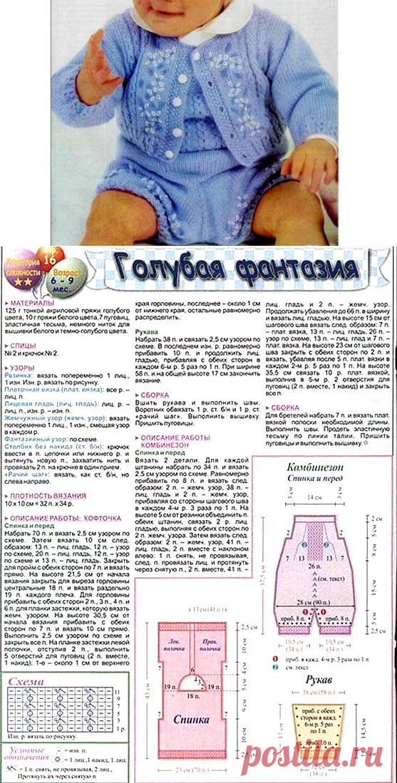 Голубой костюм грудничк