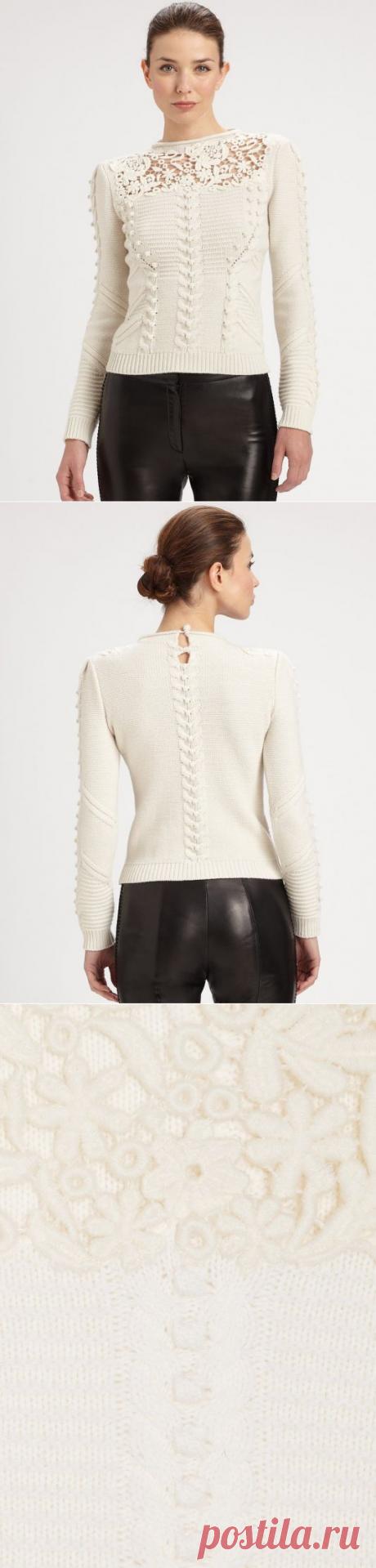 БЕЛЫЙ СВИТЕР СПИЦАМИ. | Варварушка-Рукодельница
