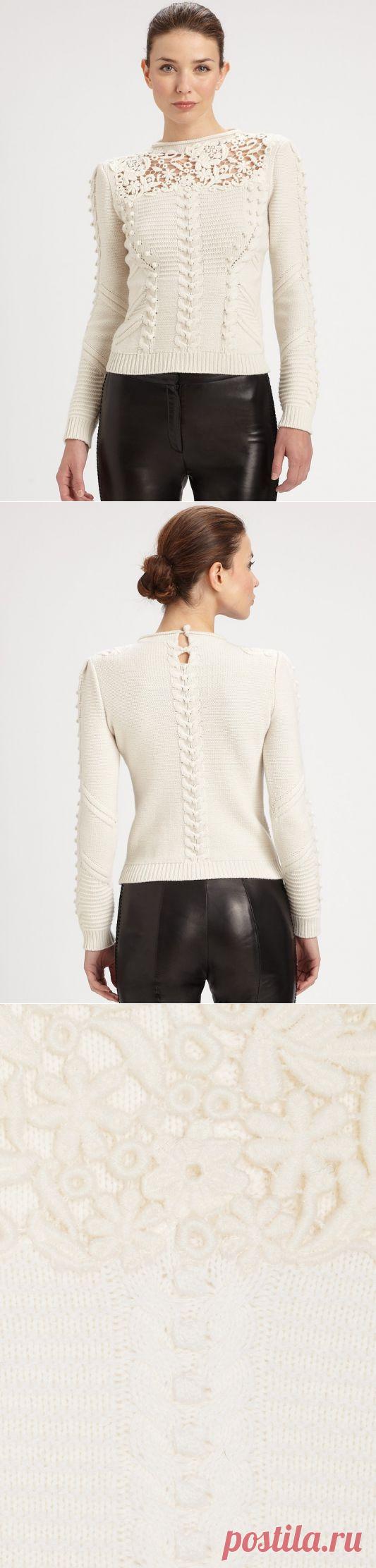 БЕЛЫЙ СВИТЕР СПИЦАМИ. | Варварушка-Рукодельница