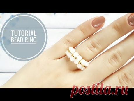 #МК - Нежное колечко из бисера и биконусов | #Tutorial - A delicate ring of seed beads and bicone