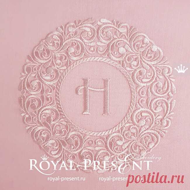 Дизайн машинной вышивки Круглая рамка для монограммы