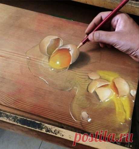 Удивительно правдоподобные рисунки на дереве