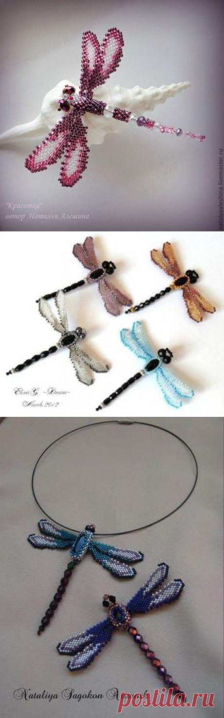 Сказочные стрекозы. Плетение из бисера своими руками. Схемы.