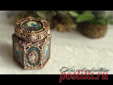 Baroque style jar. / Słoik w stylu barokowym. Decoupage tutorial.