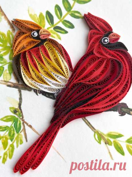 Couple Red Birds Quilling Card | Etsy