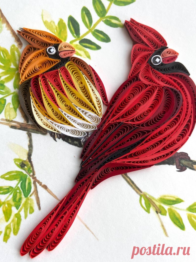 Couple Red Birds Quilling Card | Etsy