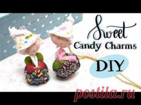sweet candy charms- Polymer clay, resin, glitter and deco cream! DIY- Tutorial