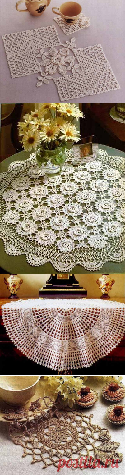 Красивые и необычные салфетки с цветами крючком со схемами | Уют и тепло моего дома