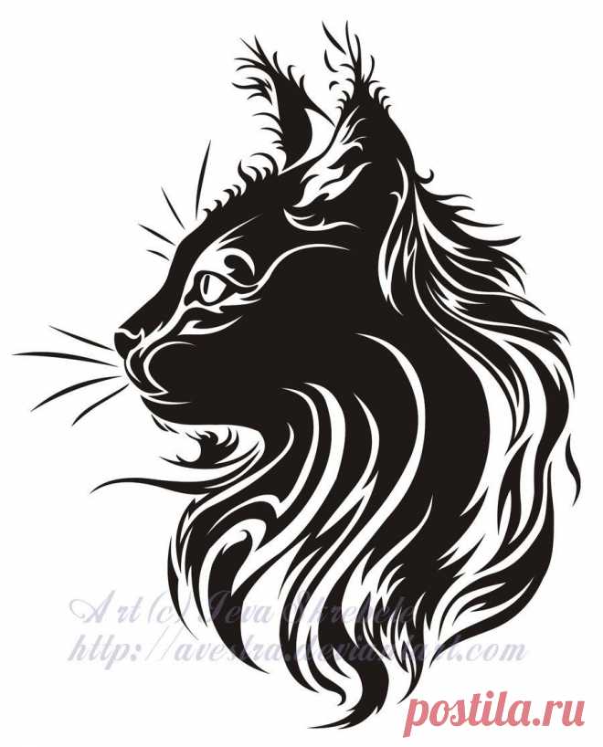 Cat Profile Tribal Tattoo by Avestra on DeviantArt