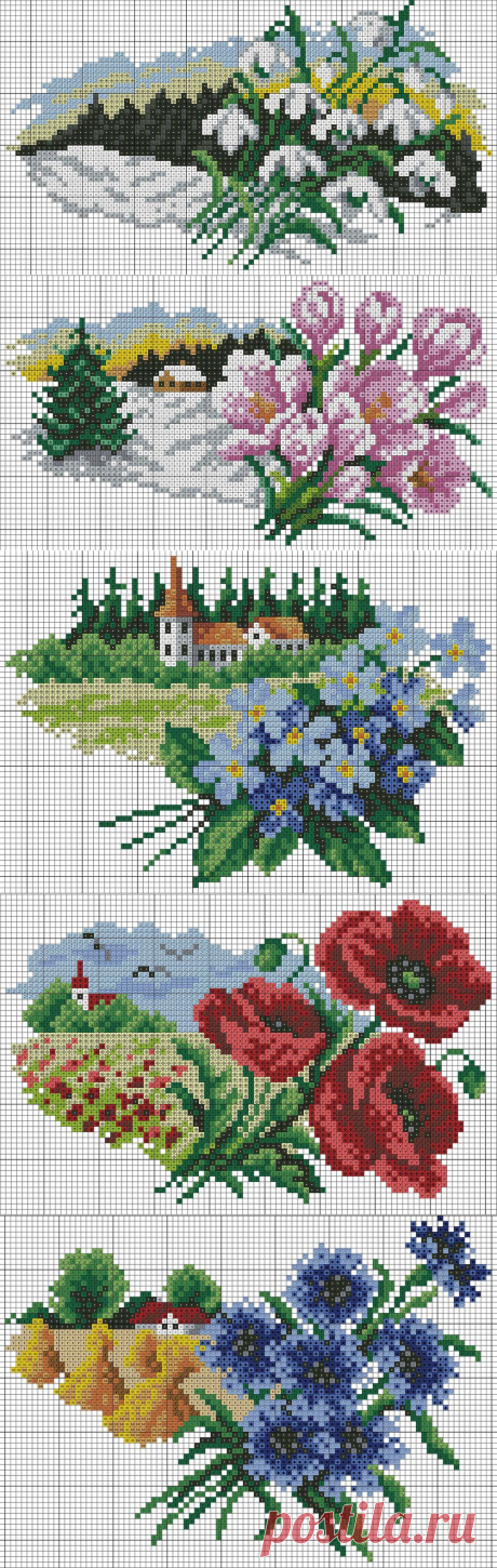 Вышиваем крестиком круглый год — цветочный календарь(схемы)