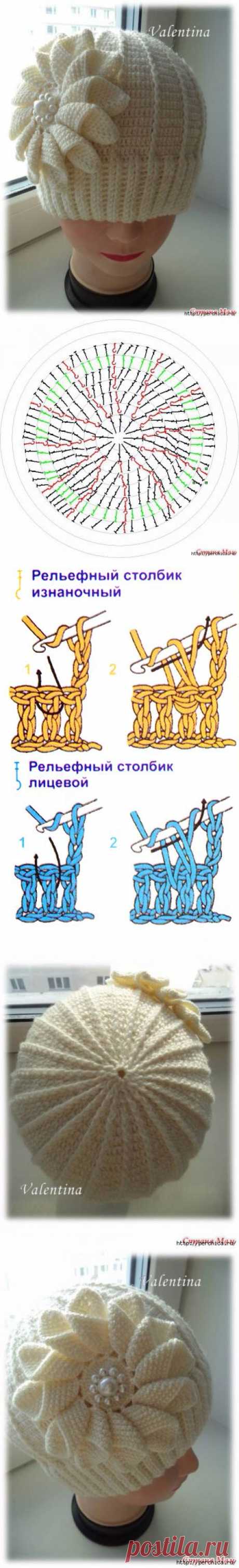 Шапка с большим цветком