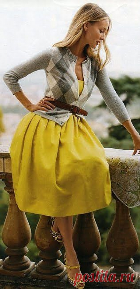 cardigan and yellow dress