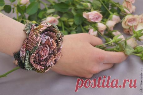 Браслет , Чайная роза – купить в интернет-магазине на Ярмарке Мастеров с доставкой Браслет , Чайная роза - купить или заказать в интернет-магазине на Ярмарке Мастеров | Браслет ручной работы сделан из мельчайшего&hellip;