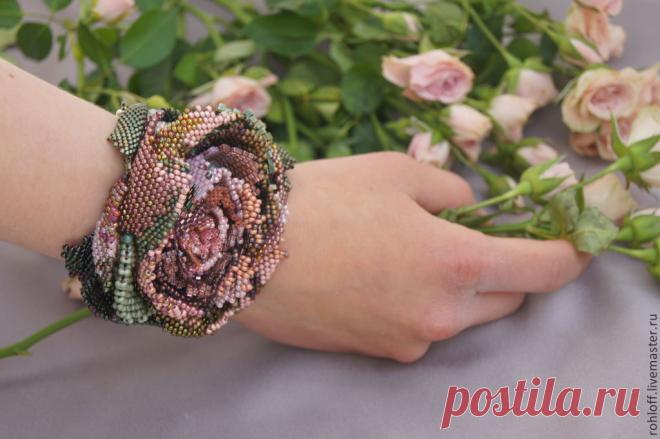 Браслет , Чайная роза – купить в интернет-магазине на Ярмарке Мастеров с доставкой Браслет , Чайная роза - купить или заказать в интернет-магазине на Ярмарке Мастеров | Браслет ручной работы сделан из мельчайшего…