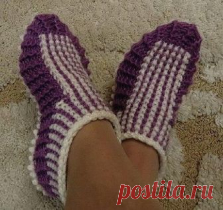 Тапочки спицами от Т.Кожевниковой