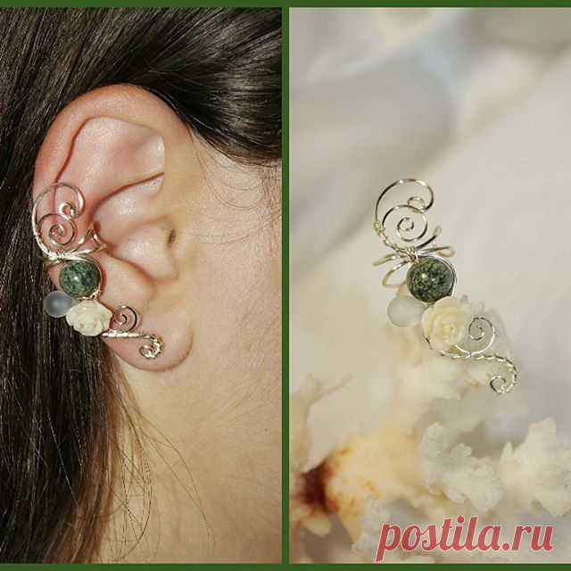 Кафф. Материалы: посеребрение, змеевик, роза.  @_Flamens_ #_Flamens_  #украшение #натуральныекамни #ручнаяработа #змеевик #зеленый  #стиль #молодежь #роза #белаяроза #каффы #серебро #handmade #silver #green #serpentine #silvering #gift #wire  #bohochic #gemlove #naturestones #white #rose #whiterose #naturebeads #cuff #cuffs #earcuff #earcuffs