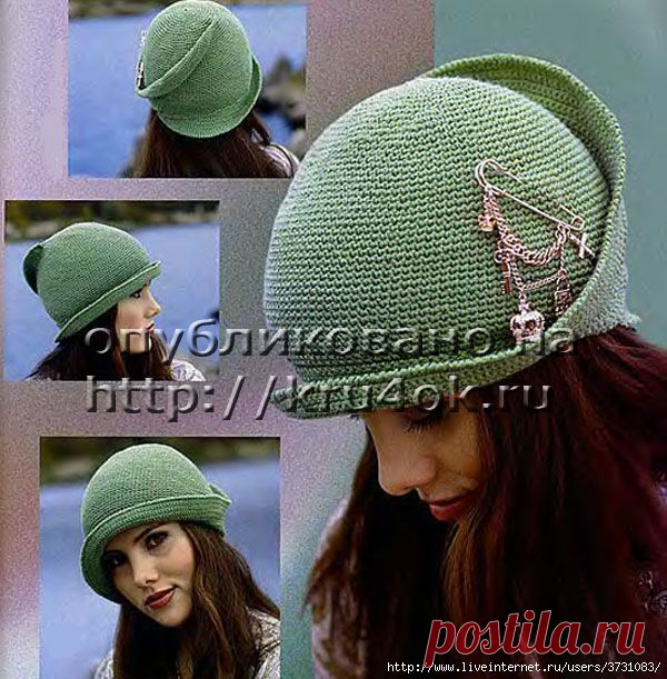 Элегантная зеленая шляпка необычной формы