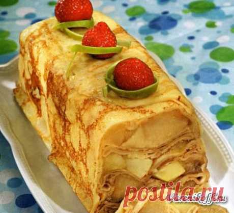 Блинный пирог с яблоками