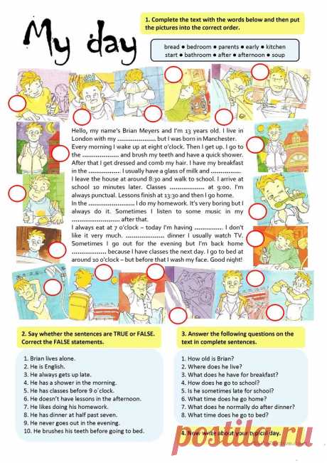 MY DAY worksheet - Free ESL printable worksheets made by teachers