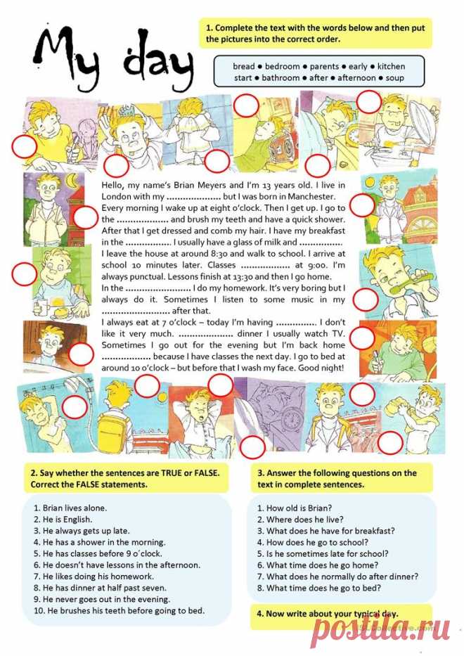 MY DAY worksheet - Free ESL printable worksheets made by teachers