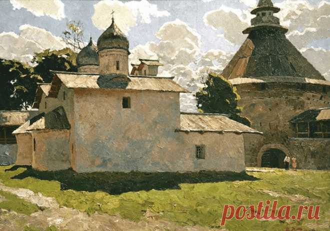 Художник Владимир Фёдорович Стожаров (1926-1973).
«Псков. Покровская церковь», 1969 г.