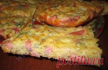 Кулинарный рецепт Быстрый пирог с сыром и колбасой с фото