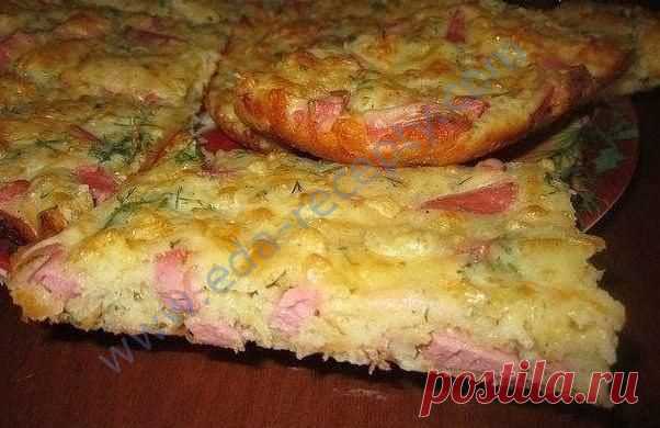 Кулинарный рецепт Быстрый пирог с сыром и колбасой с фото