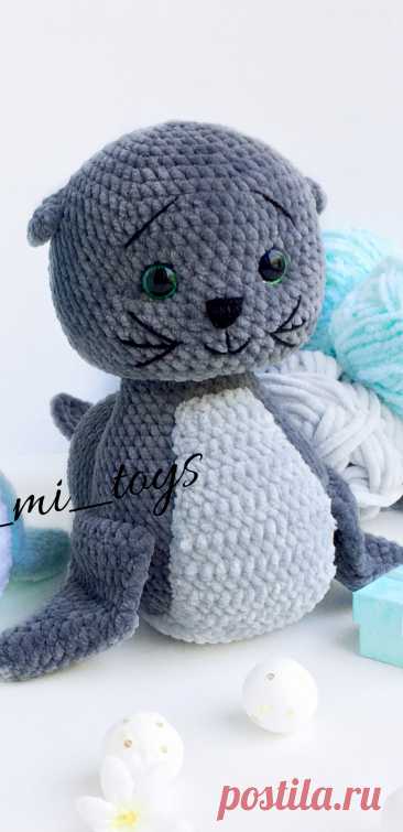 PDF Морской котик крючком. FREE crochet pattern; Аmigurumi animal patterns. Амигуруми схемы и описания на русском. Вязаные игрушки и поделки своими руками #amimore - плюшевый тюлень, морской котик из плюшевой пряжи.