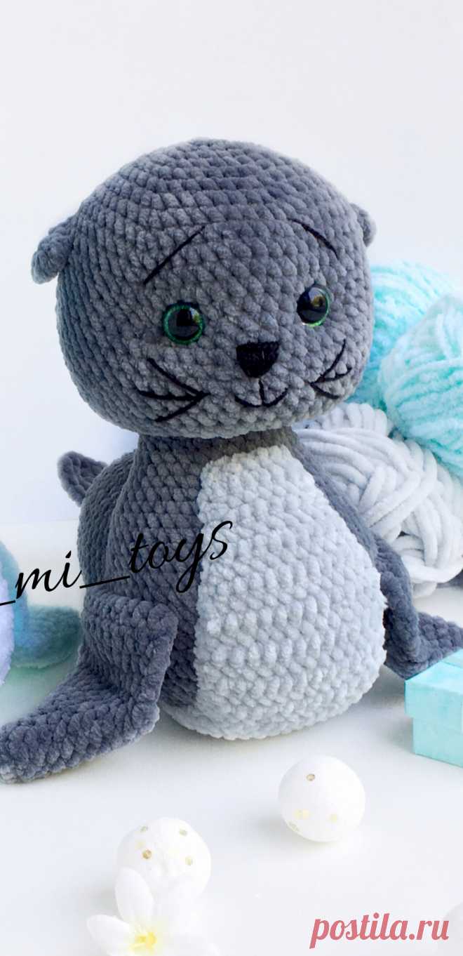 PDF Морской котик крючком. FREE crochet pattern; Аmigurumi animal patterns. Амигуруми схемы и описания на русском. Вязаные игрушки и поделки своими руками #amimore - плюшевый тюлень, морской котик из плюшевой пряжи.