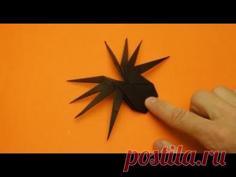 Оригами паук из бумаги. Оригами игрушка паук попрыгушка.
